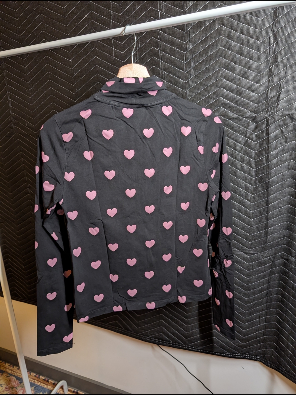 Lazy Oaf Black Turtleneck with Pink Heart Print - Picture 3 of 4